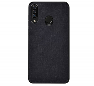 Műanyag telefonv&eacute;dő (k&ouml;zepesen &uuml;t&eacute;s&aacute;ll&oacute;, szilikon keret, textil h&aacute;tlap) FEKETE [Huawei Y6p]