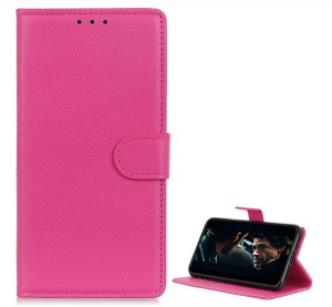 Tok álló, bőr hatású (FLIP, oldalra nyíló, asztali tartó funkció, prémium) RÓZSASZÍN [Sony Xperia 1 II (XQ-AT5)]