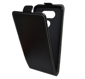 Tok &aacute;ll&oacute;, bőr hat&aacute;s&uacute; (FLIP, lefel&eacute; ny&iacute;l&oacute;, szilikon tart&oacute;) FEKETE [LG G5 (H850) ]