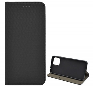 Tok &aacute;ll&oacute;, bőr hat&aacute;s&uacute; (FLIP, oldalra ny&iacute;l&oacute;, asztali tart&oacute; funkci&oacute;, rombusz minta) FEKETE [Xiaomi 11 Lite 5G NE]