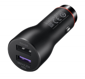 HUAWEI aut&oacute;s t&ouml;ltő 2 USB aljzat (9V / 2250mA, 22.5W, gyorst&ouml;lt&eacute;s t&aacute;mogat&aacute;s) FEKETE (CP36 / 55032780)