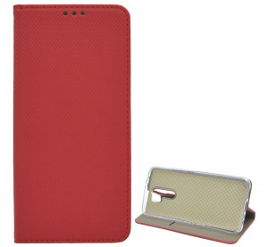 Tok álló, bőr hatású (FLIP, oldalra nyíló, asztali tartó funkció, rombusz minta) PIROS [Xiaomi Redmi 9]