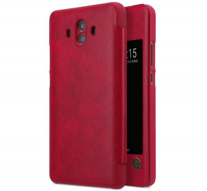 NILLKIN QIN tok &aacute;ll&oacute;, bőr hat&aacute;s&uacute; (akt&iacute;v FLIP, oldalra ny&iacute;l&oacute;, S-View Cover) PIROS [Huawei Mate 10]