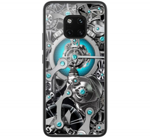 NILLKIN SPACETIME telefonv&eacute;dő szilikon keret (BUMPER, k&ouml;zepesen &uuml;t&eacute;s&aacute;ll&oacute;, edzett &uuml;veg h&aacute;tlap, fogasker&eacute;k minta) FEKETE [Huawei Mate 20 Pro]