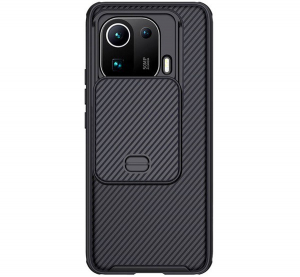 NILLKIN CAMSHIELD PRO műanyag telefonv&eacute;dő (szilikon keret, k&ouml;zepesen &uuml;t&eacute;s&aacute;ll&oacute;, kamera v&eacute;delem, cs&iacute;kos minta) FEKETE [Xiaomi Mi 11 Pro 5G]