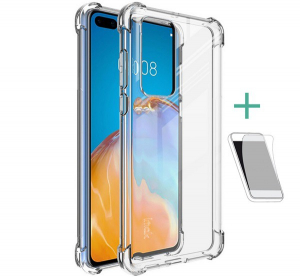 IMAK szilikon telefonvédő (közepesen ütésálló, légpárnás sarok + képernyővédő fólia) ÁTLÁTSZÓ [Huawei P40]