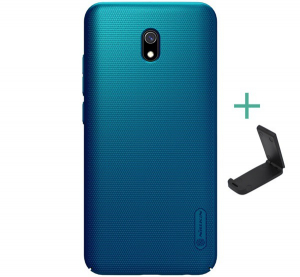NILLKIN SUPER FROSTED műanyag telefonv&eacute;dő (gum&iacute;rozott, &eacute;rdes fel&uuml;let + asztali tart&oacute;) S&Ouml;T&Eacute;TK&Eacute;K [Xiaomi Redmi 8A]