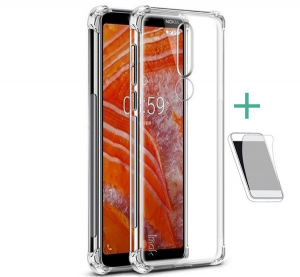 IMAK szilikon telefonvédő (közepesen ütésálló, légpárnás sarok + képernyővédő fólia) ÁTLÁTSZÓ [Nokia 3.1 Plus]