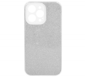 Szilikon telefonvédő (műanyag belső, csillogó hátlap) EZÜST [Apple iPhone 13 Pro]