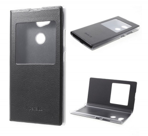 Tok &aacute;ll&oacute;, bőr hat&aacute;s&uacute; (FLIP, oldalra ny&iacute;l&oacute;, View Window) FEKETE [Sony Xperia L2 (H4311)]