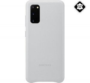 SAMSUNG műanyag telefonvédő (valódi bőr hátlap) VILÁGOSSZÜRKE [Samsung Galaxy S20 5G (SM-G981U)]