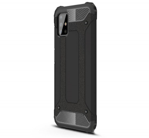 Defender műanyag telefonv&eacute;dő (k&ouml;zepesen &uuml;t&eacute;s&aacute;ll&oacute;, l&eacute;gp&aacute;rn&aacute;s sarok, szilikon belső, f&eacute;mhat&aacute;s) FEKETE [Samsung Galaxy A51 (SM-A515F)]