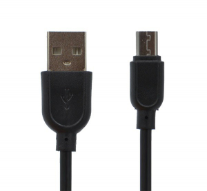 Adatkábel és töltő (USB - microUSB speciális, 8 mm hosszított fej, 100cm) FEKETE