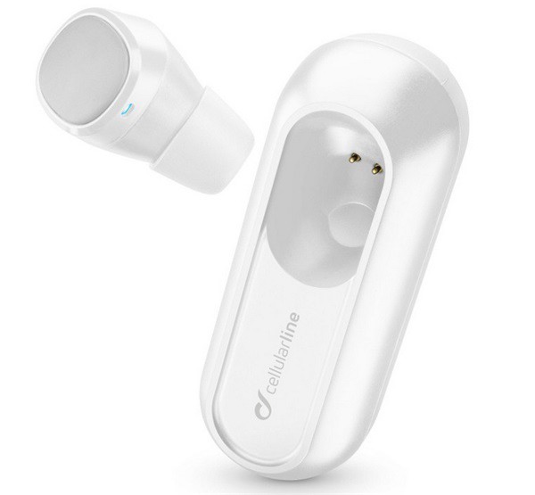 CELLULARLINE MINI bluetooth fülhallgató MONO (v5.0, extra mini, mikrofon, zajszűrő + töltőtok) FEHÉR (BTPOWERMINIW)