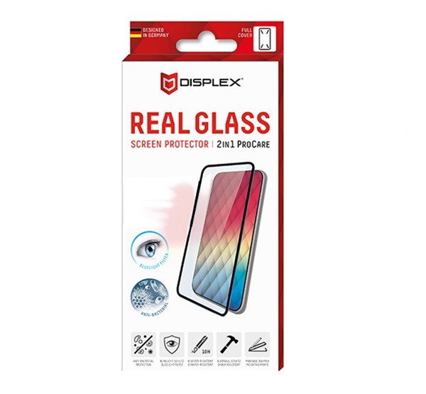 DISPLEX képernyővédő üveg (3D full cover, íves, 10H, kék fény elleni védelem + felhelyezést segítő keret) FEKETE [Apple iPhone 13 mini]