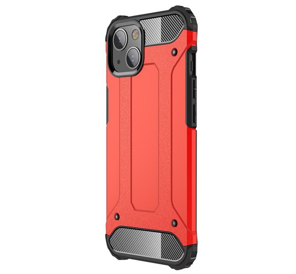 Defender műanyag telefonvédő (közepesen ütésálló, légpárnás sarok, szilikon belső, fémhatás) PIROS [Apple iPhone 13 mini]