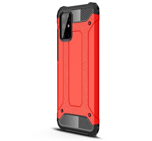 Defender műanyag telefonvédő (közepesen ütésálló, légpárnás sarok, szilikon belső, fémhatás) PIROS [Samsung Galaxy S20 Plus 5G (SM-G986)]