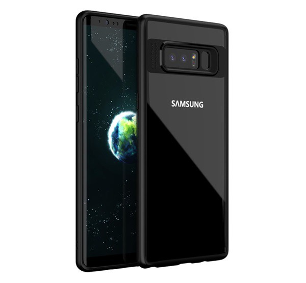 IPAKY műanyag telefonvédő (szilikon keret, közepesen ütésálló, átlátszó hátlap) FEKETE [Samsung Galaxy Note 8 (SM-N950F)]