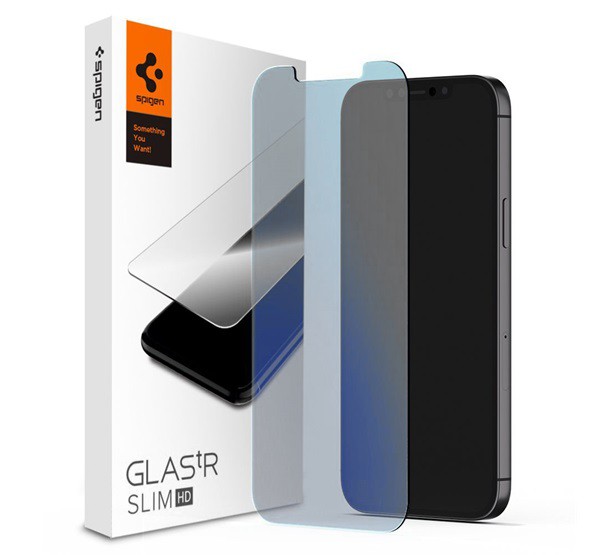 SPIGEN SLIM HD ANTIBLUE képernyővédő üveg (2.5D, kék fény elleni védelem, ultravékony, 0.2mm, 9H) ÁTLÁTSZÓ [Apple iPhone 12 Pro]