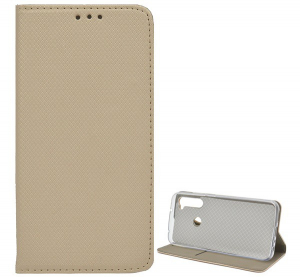 Tok &aacute;ll&oacute;, bőr hat&aacute;s&uacute; (FLIP, oldalra ny&iacute;l&oacute;, asztali tart&oacute; funkci&oacute;, rombusz minta) ARANY [Xiaomi Redmi Note 8T]