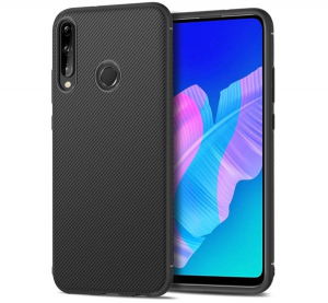 Szilikon telefonvédő (közepesen ütésálló, csíkos minta) FEKETE [Huawei P40 Lite E / Y7p]