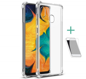 IMAK szilikon telefonvédő (közepesen ütésálló, légpárnás sarok + képernyővédő fólia) ÁTLÁTSZÓ [Samsung Galaxy A30 (SM-A305F)]