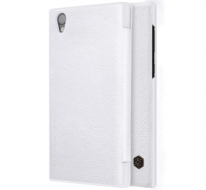 NILLKIN QIN tok álló, bőr hatású (FLIP, oldalra nyíló, bankkártya tartó) FEHÉR [Sony Xperia L1 (G3312)]