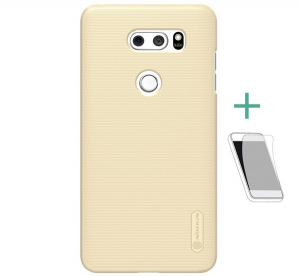 NILLKIN SUPER FROSTED műanyag telefonvédő (gumírozott, érdes felület + képernyővédő fólia) ARANY [LG V30 (H930)]