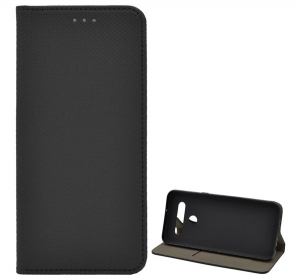 Tok álló, bőr hatású (FLIP, oldalra nyíló, asztali tartó funkció, rombusz minta) FEKETE [LG K41S (K410S)]