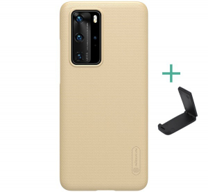 NILLKIN SUPER FROSTED műanyag telefonv&eacute;dő (gum&iacute;rozott, &eacute;rdes fel&uuml;let + asztali tart&oacute;) ARANY [Huawei P40 Pro 5G]