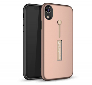 Műanyag telefonvédő (gumírozott, ujjra húzható szilikon) ROZÉARANY [Apple iPhone XS Max 6.5]