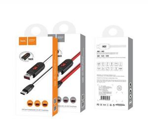 HOCO U29 adatátvitel kábel és töltő (USB - Type-C, gyorstöltés támogatás, 100cm, törésgátló, LED kijelző) FEHÉR (U29_TYPE-C_W)