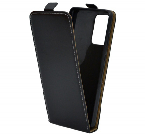 Tok álló, bőr hatású (FLIP, lefelé nyíló, szilikon tartó) FEKETE [Samsung Galaxy A72 5G (SM-A726F)]