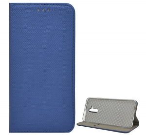 Tok álló, bőr hatású (FLIP, oldalra nyíló, asztali tartó funkció, rombusz minta) SÖTÉTKÉK [Huawei Mate 20 Lite]