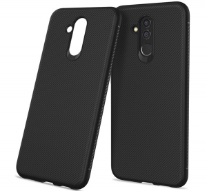 Szilikon telefonvédő (közepesen ütésálló, csíkos minta) FEKETE [Huawei Mate 20 Lite]