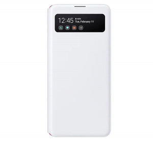 SAMSUNG tok álló (aktív FLIP, oldalra nyíló, hívószámkijelzés, Smart View Cover) FEHÉR [Samsung Galaxy A41 (SM-A415F)]