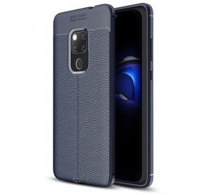 Szilikon telefonv&eacute;dő (k&ouml;zepesen &uuml;t&eacute;s&aacute;ll&oacute;, bőr hat&aacute;s&uacute;, varr&aacute;s minta) S&Ouml;T&Eacute;TK&Eacute;K [Huawei Mate 20]