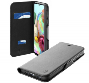 CELLULARLINE BOOK CLUTCH tok álló, bőr hatású (FLIP, oldalra nyíló, bankkártyatartó funkció) FEKETE [Samsung Galaxy A72 5G (SM-A726F)]