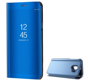 Tok álló (aktív FLIP, oldalra nyíló, asztali tartó funkció, tükrös felület, Mirror View Case) KÉK [Samsung Galaxy J4 (2018) SM-J400F]