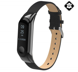 P&oacute;tsz&iacute;j (val&oacute;di bőr, &aacute;ll&iacute;that&oacute;, 15 mm, speci&aacute;lis) FEKETE [Xiaomi MI Band 4]
