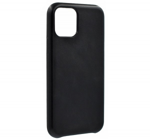 Műanyag telefonvédő (bőr hatású bevonat, mikrofiber plüss belső, kamera védelem) FEKETE [Apple iPhone 12 Pro Max]