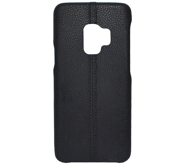 USAMS JOE műanyag telefonvédő (bőr hatású, varrás minta) FEKETE [Samsung Galaxy S9 (SM-G960)]