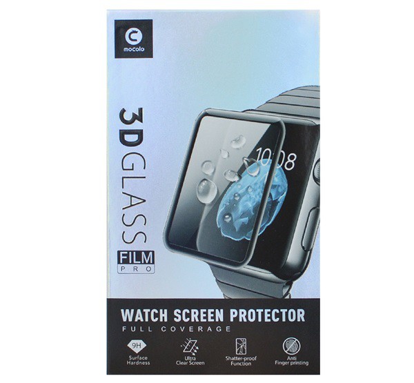 MOCOLO kijelzővédő üveg (3D full cover, íves, karcálló, 9H) FEKETE [Apple Watch Series 7 41mm]