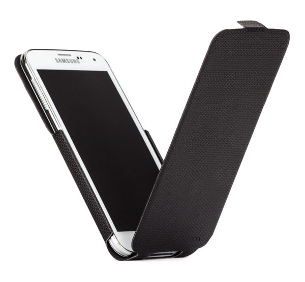 CASE-MATE tok álló (FLIP, textil minta) SLIM FLIP - FEKETE [Samsung Galaxy S5 (SM-G900)]