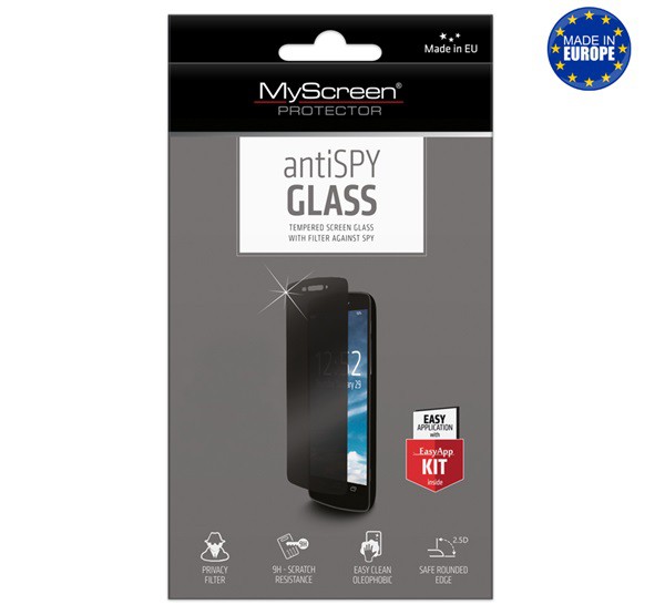 MYSCREEN ANTISPY GLASS EDGE képernyővédő üveg (2.5D lekerekített szél, betekintés elleni védelem, 9H) ÁTLÁTSZÓ [Apple iPhone 13 mini]