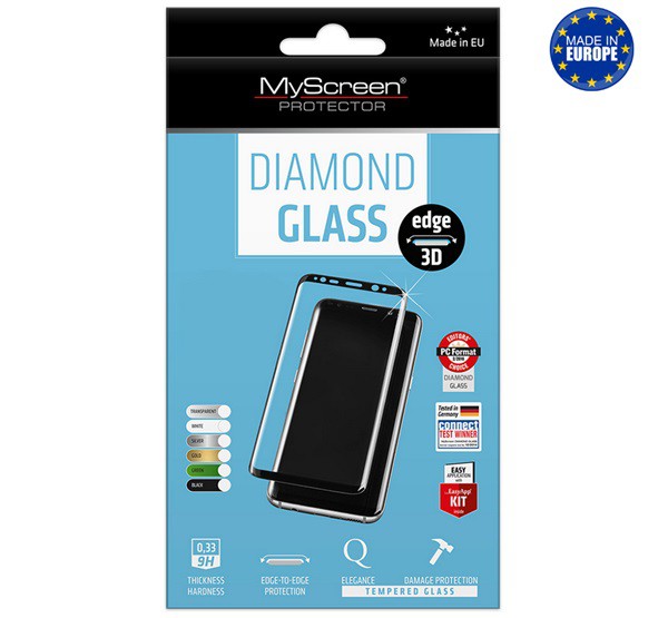 MYSCREEN DIAMOND GLASS EDGE képernyővédő üveg (3D full cover, íves, karcálló, 0.33 mm, 9H) FEKETE [Huawei Mate 40 Pro]