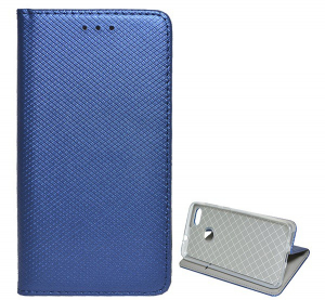 Tok álló, bőr hatású (FLIP, oldalra nyíló, asztali tartó funkció, rombusz minta) SÖTÉTKÉK [Huawei P9 Lite Mini]