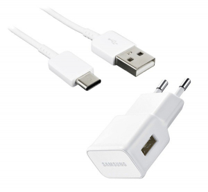 Samsung USB-A hálózati töltő + USB-A - USB-C kábel fehér "Gigapack csomagolás" (EP-TA50EWE_TYPEC)
