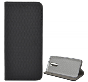 Tok álló, bőr hatású (FLIP, oldalra nyíló, asztali tartó funkció, rombusz minta) FEKETE [Xiaomi Redmi 8]