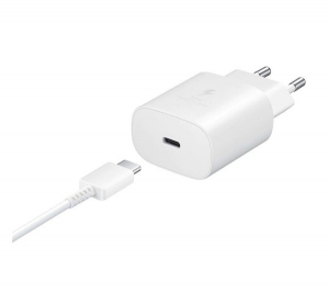Samsung USB-C hálózati töltő 25W PD + EP-DA905BWE USB-C kábel fehér "Gigapack csomagolás" (EP-TA800EWE / EP-DA905BWE)